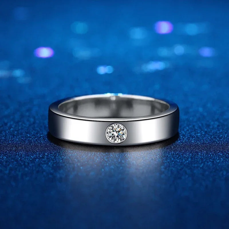 4mm Moissanite Ring for Men 925 Sterling Silver Gemstone Lab Diamond Gold Plated Rings Wedding Engagement Band Jewelry