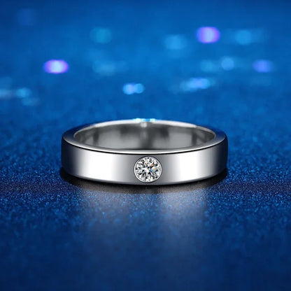 4mm Moissanite Ring for Men 925 Sterling Silver Gemstone Lab Diamond Gold Plated Rings Wedding Engagement Band Jewelry