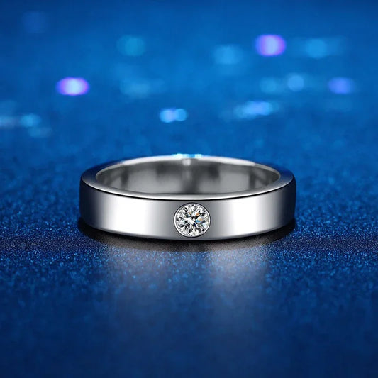 4mm Moissanite Ring for Men 925 Sterling Silver Gemstone Lab Diamond Gold Plated Rings Wedding Engagement Band Jewelry