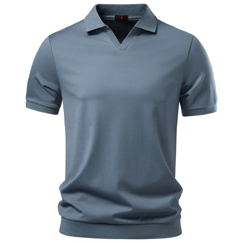 Men's Breathable Silky Polo Shirt Solid Color Soft Skin-Friendly Casual Cool Old Money Style Male Polo Shirts