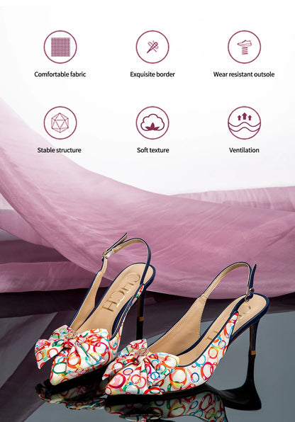 Heel 2024 Women's High Heels New Bow Pointed Sandals Women's Party Wedding Shoes 7cm