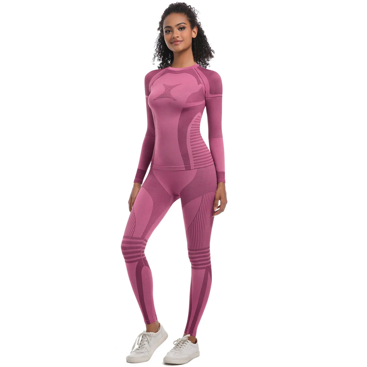 Women Skiwear Set Yoga Set Skiing Underwear Fitness Workout Thermal Gym Ski Snowboarding Running Yoga Exercise Suit Long Johns