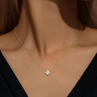 100% 925 Sterling Silver Turquoise Crystal Petal Patter Pendant Necklaces For Women Delicate Wedding Jewelry Collar Mujer