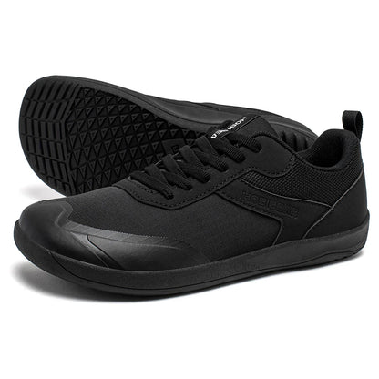 Wide Toe Shoes Mens Womens Minimalist Mesh Artificial Leather Sneakers Lace Up Lightweight Breathable Walking Shoes