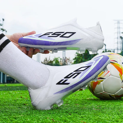 New Men Football Boots Futsal Outdoor Sneakers Match Grass Non-Slip High-quality Soccer Shoes Cleats Hot-selling High-top Light
