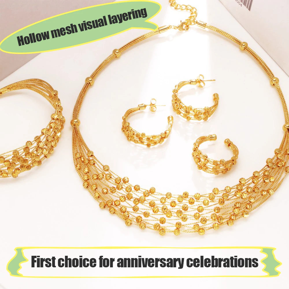 Handmade Women Jewelry Set Multi-layer 18K Gold Plated Beads Set Hight Quality Birthday Wedding Jewellery Accessories