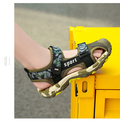 Children's Summer New Sandals Boys Fashion Camouflage Mountaineering Anti slip Sandals Outdoor Leisure Sports Slippers 28-40