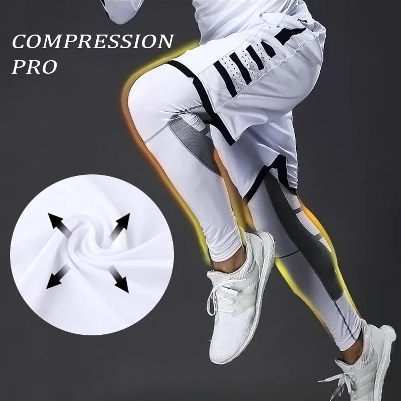 Men's Compression Pants for Running Cycling Basketball Soccer Elasticity Sweatpants Fitness Tights Legging Trousers Rash Guard