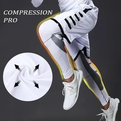 Men's Compression Pants for Running Cycling Basketball Soccer Elasticity Sweatpants Fitness Tights Legging Trousers Rash Guard