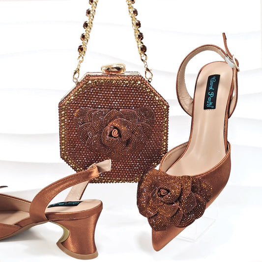 Personalized Design Diamond Shaped Bag With Pointed Stiletto Shoes Noble And Generous Decoration Full Of Diamonds