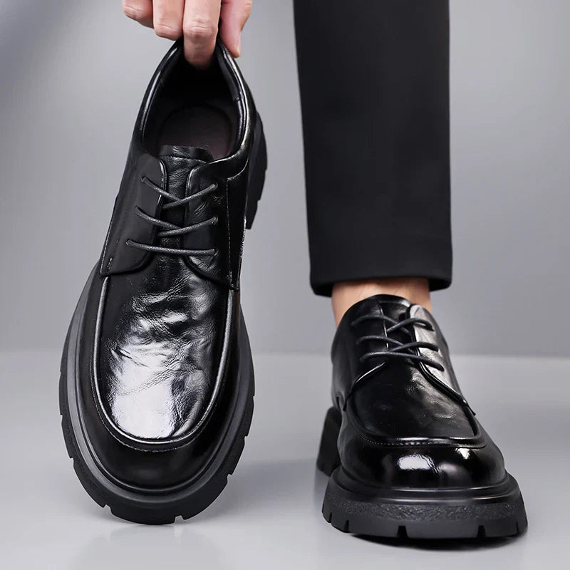 Men's Comfortable Genuine Leather British Thick-soled Business Leather Shoes for Spring 2025, New Lace-up Oxford Shoes
