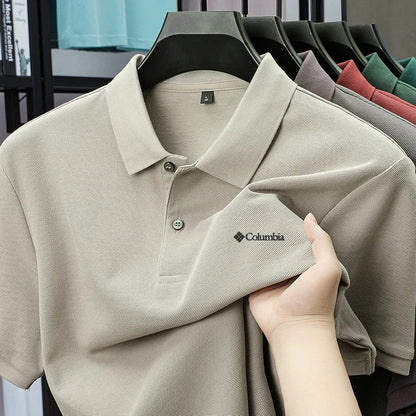 High end brand polo shirt letter printed men's short sleeved 100% cotton comfortable breathable casual 2026 summer new T-shirt