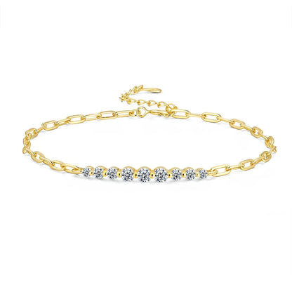 Dainty Full 2/2.5/3mm D Color Moissanite Diamond Link Bracelet for Woman 925 Silver Plated 18k Adjustable Chain Bracelets