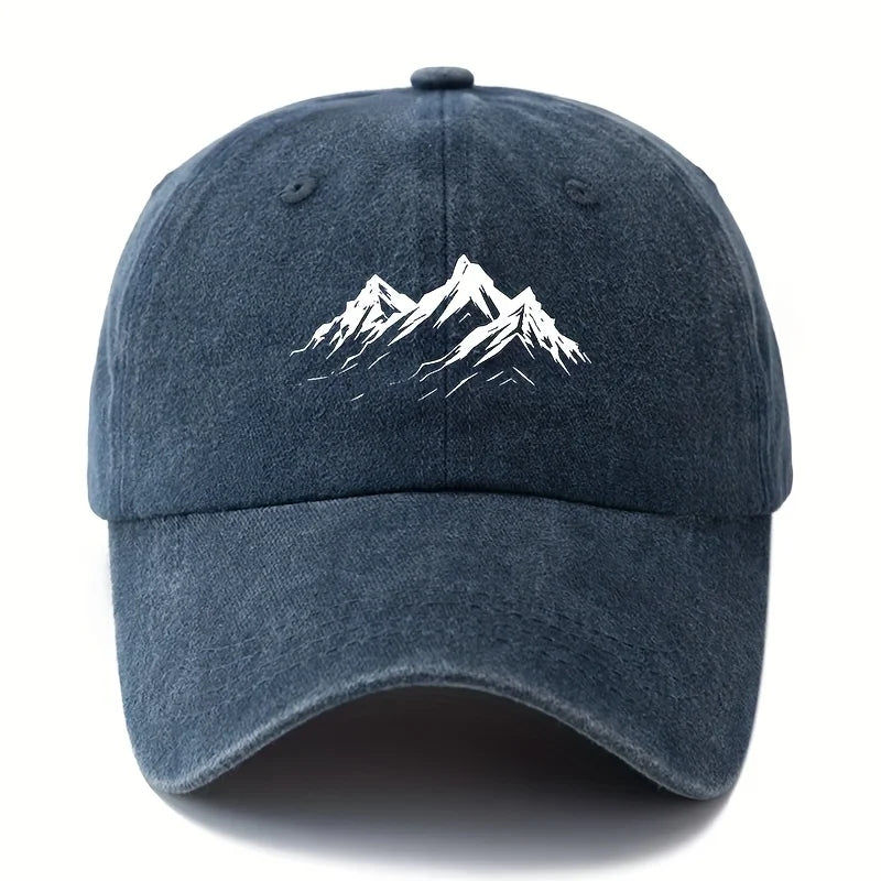 Men's printed mountain baseball cap classic style outdoor adventure sun protection lightweight duckbill cap, truck driver cap.