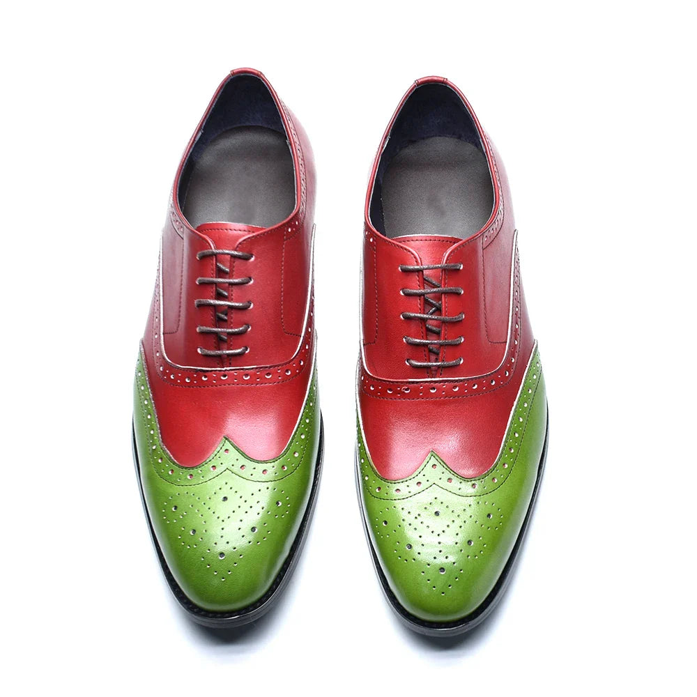 Luxury Men's Wedding Oxford Dress Shoes Genuine Cow Leather Lace-up Wingtip Brogue Office Business Social Formal Shoes for Man