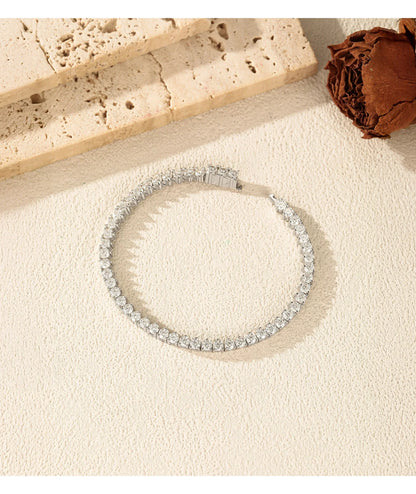 D VVS1 Round Moissanite Tennis Bracelet 3.0MM 925 Sterling Silver Tennis Stackable Bracelets for Women Men Jewelry Gifts