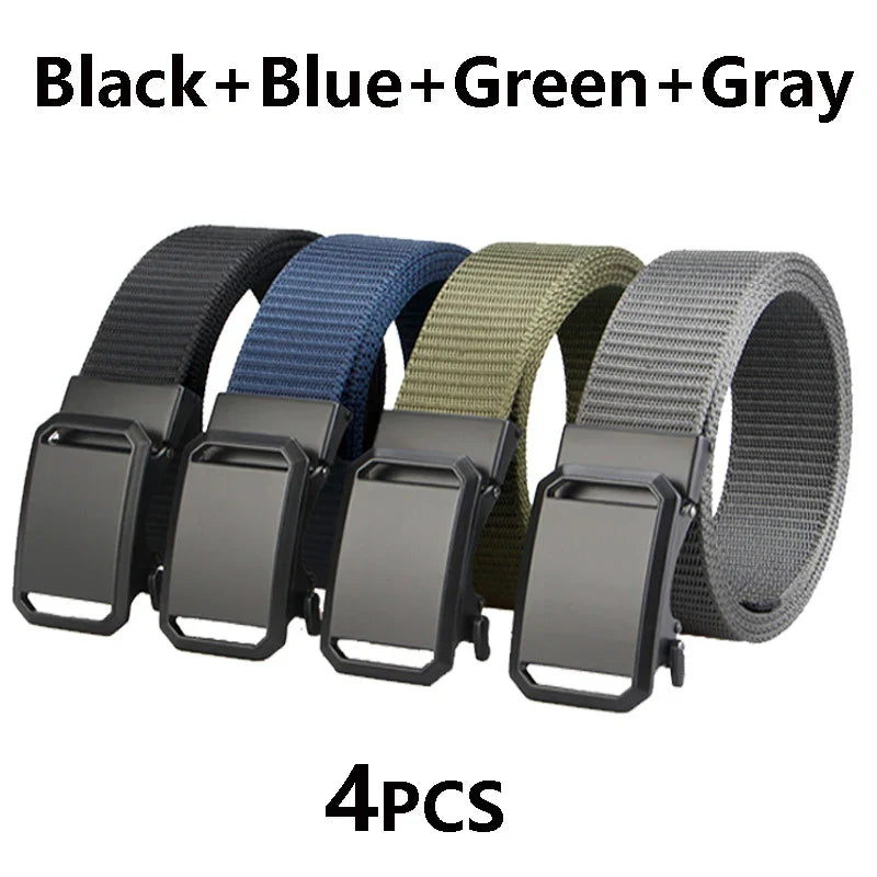 Tactical Belt For Men Canvas Automatic Buckle Belt Man Durable Casual Outdoor Hunting Adventures Training Pants Waist Belt Golf