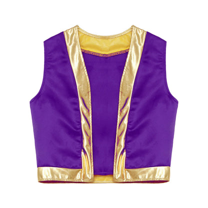 Boys Arabian Costume Arabian Prince Cosplay Dress Up Vest Waistcoat Harem Pants Suit for Halloween Carnival Stage Performance