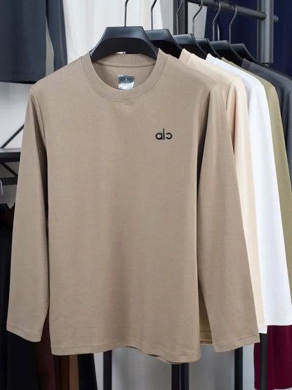 Fashionable Spring and Autumn New Comfortable Round Neck T-shirt High end Men's Bestselling Letter Embroidered Long Sleeve Top