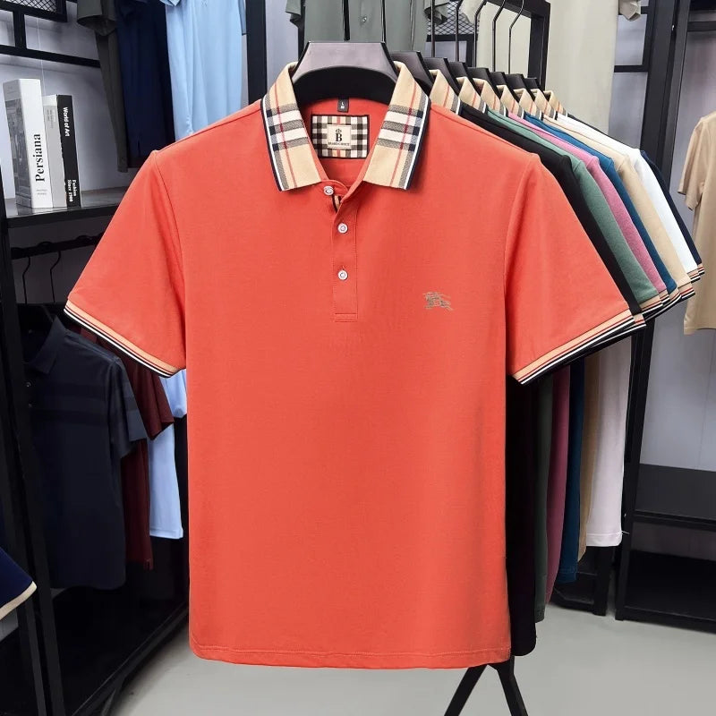 Designer brand men's short sleeve polo shirt new embroidery silky cotton breathable summer Korean fashion casual Paul T-shirt
