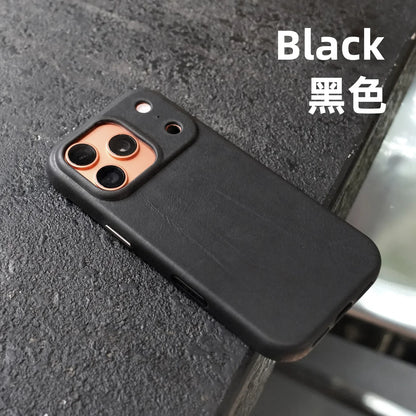 Genuine Leather Case for iPhone 17 16 Pro Max 15 Genuine Leather Handmade Phone Cover