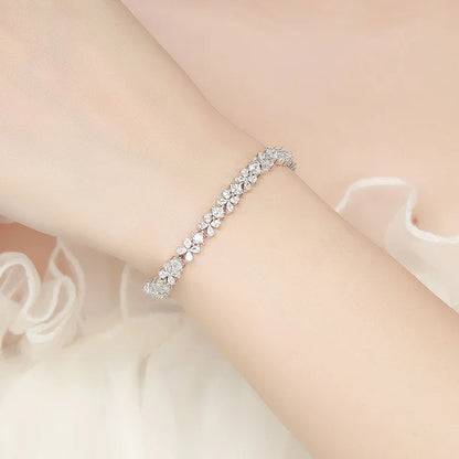 Original Clover Pear Cut Zircon Tennis Bracelet for Women Lady S925 Silver High Carbon Gemstone Link Bracelets Wholesale