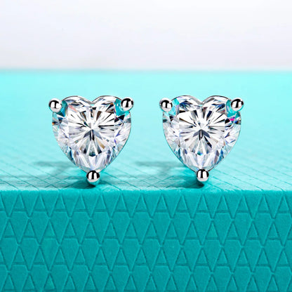 Heart Moissanite Stud Earrings 1cttw-6cttw D Color VVS1 925 Sterling Silver 18k Gold Plated Classic Women's Jewelry