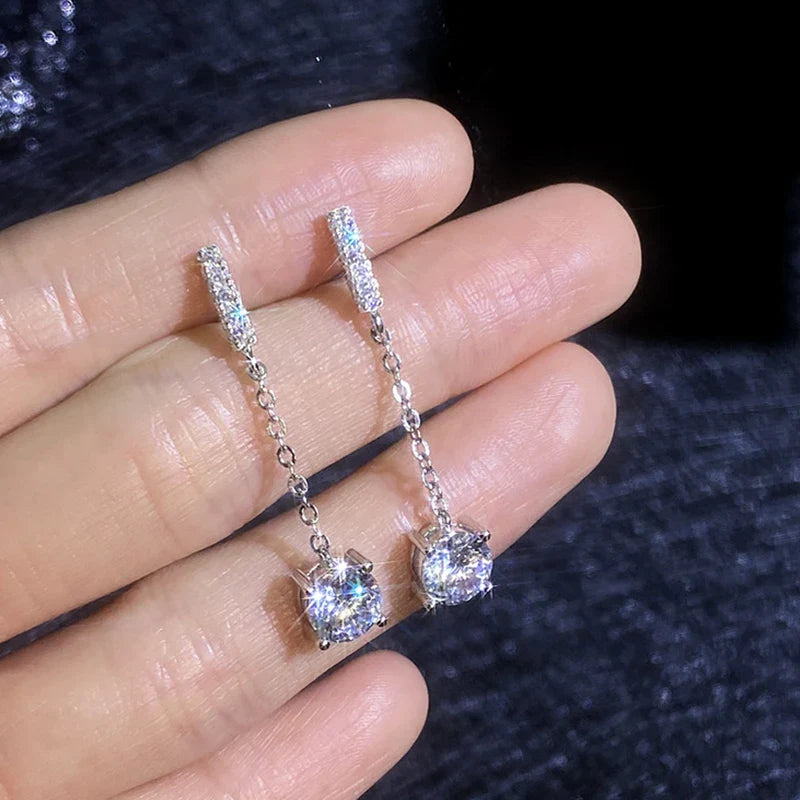 1 Carat D Color Moissanite Diamond Drop Earrings 925  Silver with  White Gold Plated Charm Earrings For Women Wholesale