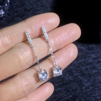 1 Carat D Color Moissanite Diamond Drop Earrings 925  Silver with  White Gold Plated Charm Earrings For Women Wholesale