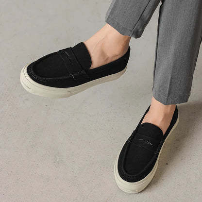 Men's Vulcanized Shoes: Niche, Light Luxury, Solid Color, Retro Style, Flat Heel, Split-on, Lazy Soft-soled Casual Walking Shoes