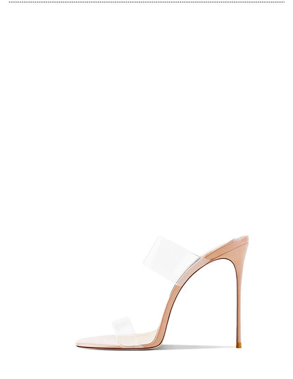 Pink Summer New Fashionable Open toed Sandals High Heels Women's Fine Heels Sharp Pointed Design Sensation Cool Slippers