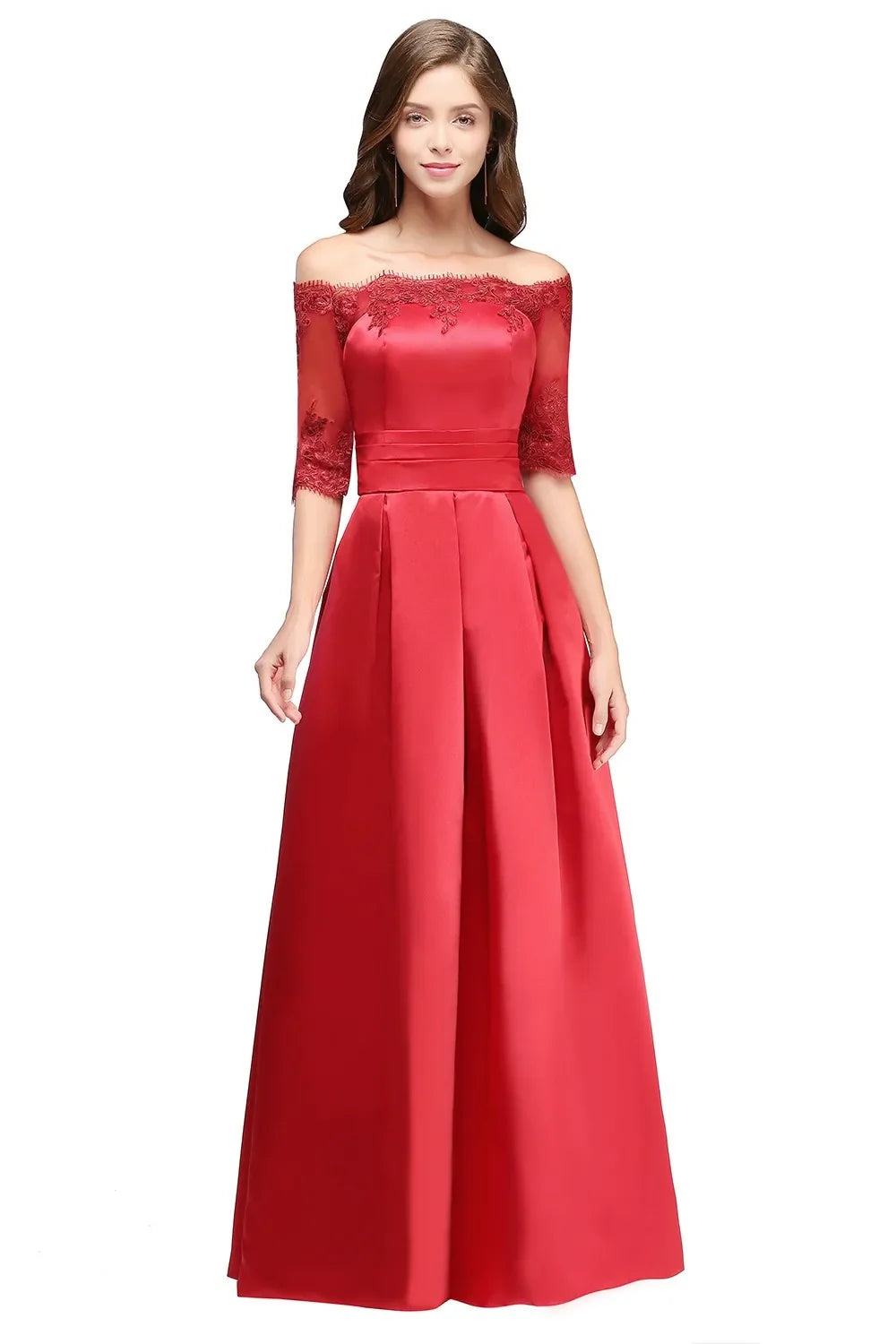 Luxury Lace Appliques Evening Dresses Elegant Satin A Line Embroidery Lace Up Prom Gowns Formal Party Vestido De Gala For Bride