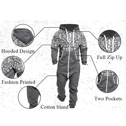 New Custom 3D Full Design Jumpsuit Pajamas Long-sleeved sports pants solid color splicing casual sweater men's zipper hoodie