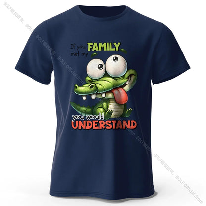 Cartoon Alligator Print 100% Cotton T-Shirt, Soft & Breathable Round Neck Short Sleeve Tee, Unisex Fun & Quirky Style