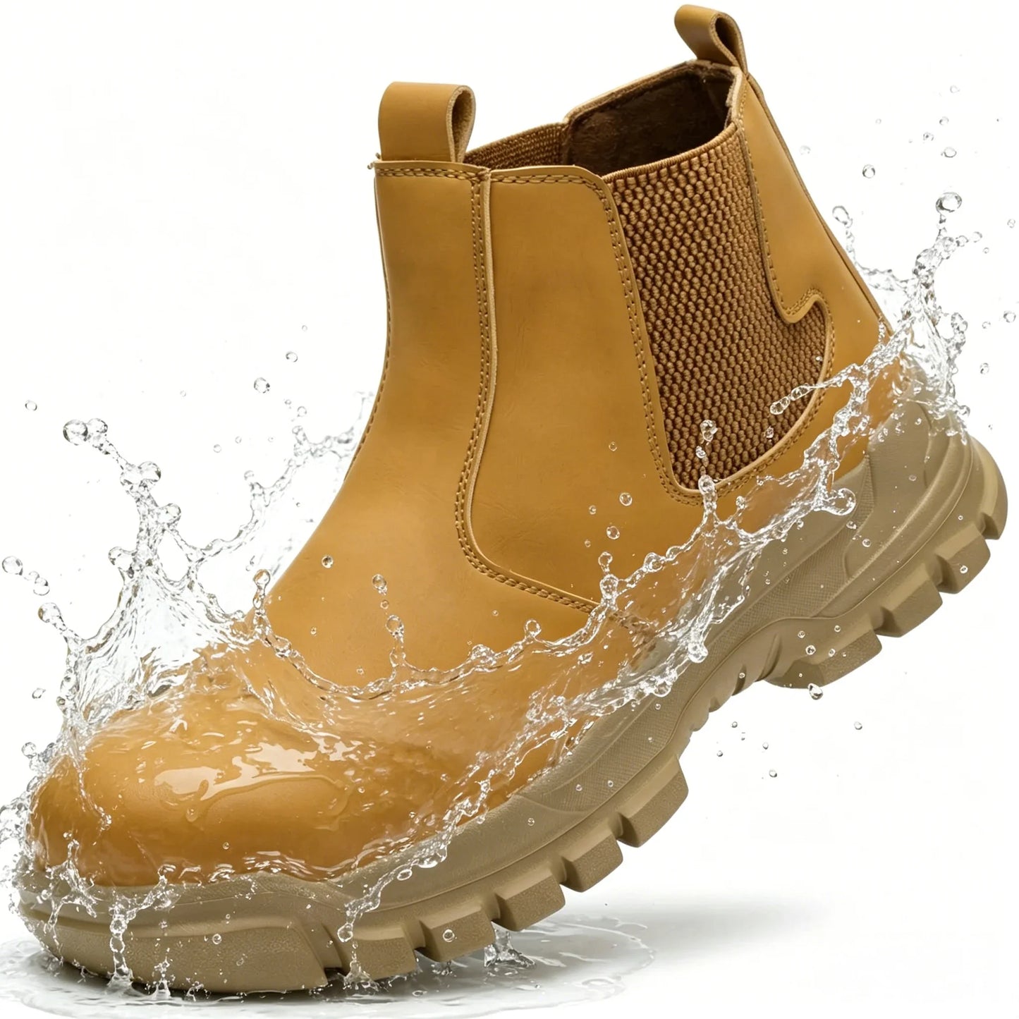 Men Mid Top Safety Work Boots Water Repellent Steel Toe Anti Smash Anti Puncture Wear Resistant Non Slip Industrial Construction