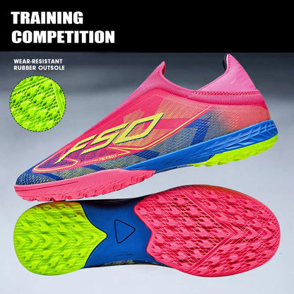 Professional TF Soccer Boots Unisex Youth Adult PU Fabric Upper Rubber Sole Non-slip Training Cleats