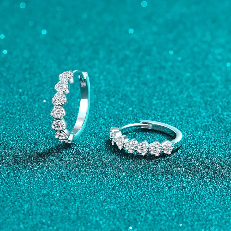Full Moissanite Hoop Earrings for Women Brilliant cut Bride Wedding Jewelry 100% S925 Sterling Silver Plated 18k Earring