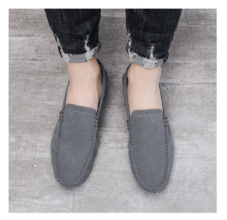 Novos Sapatos Masculinos de Primavera e Outono Estilo Social, Camurça, Sapatilhas Loafer, Couro Fosco Casual para Jovens