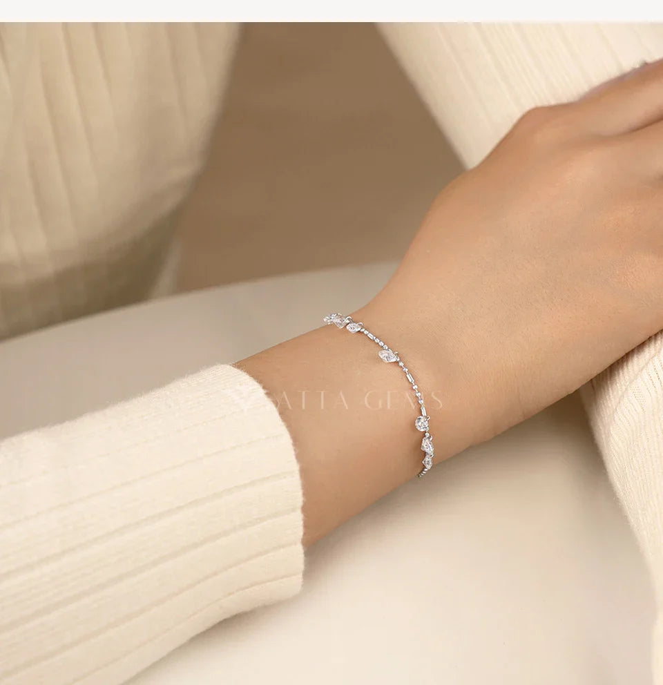 Round Cut Drilled Moissanite Bracelets Women S925 Silver Adjustable Beaded Chain Everyday Stackable Jewelry Party Gifts