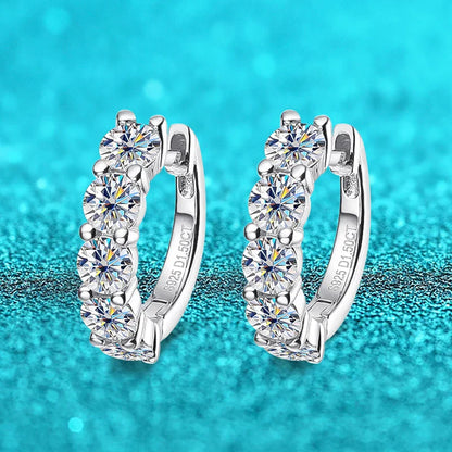 18k 3cttw Moissanite Hoop Earring for Women 4mm Stones D Color Sparkling Created Diamond Earring 100% 925 Sterling Silver