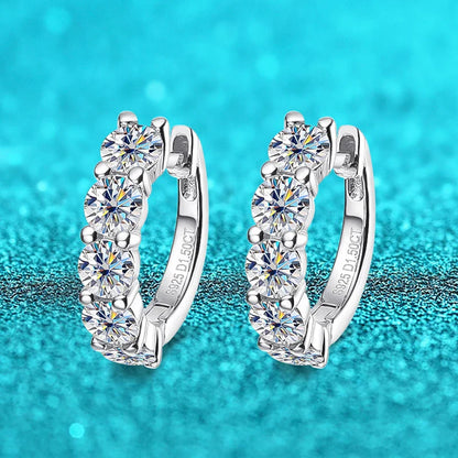 18k 3cttw Moissanite Hoop Earring for Women 4mm Stones D Color Sparkling Created Diamond Earring 100% 925 Sterling Silver