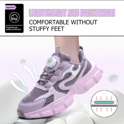 Summer button women's steel head safety shoes Smashing breathable upper Workshop factory women's work shoes