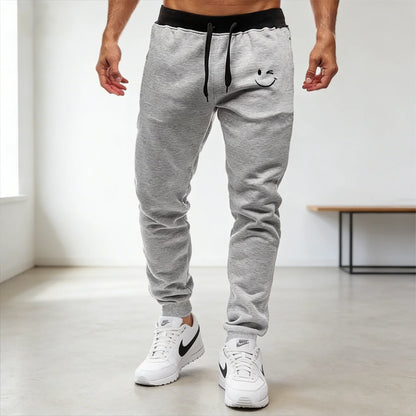 New Men‘s Smiling face print Sports Pants Running Trousers Workout Jogging Long Pants Gym Sport Joggers for Men Gyms Fitness