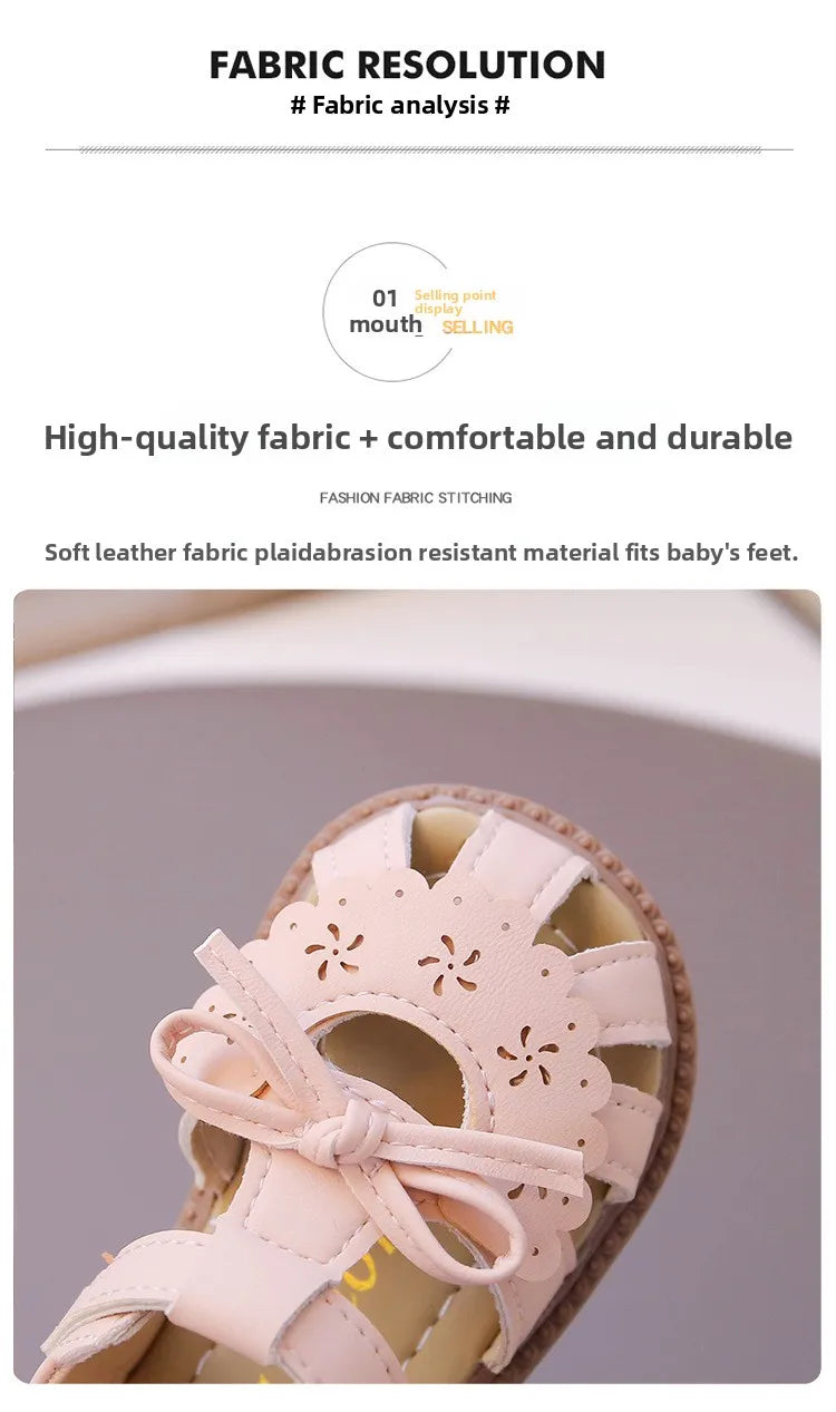 Summer Baby Girls Sandals Cut-Outs Lace Princess Shoes Children Sandals Anti Slip Soft Sole Toddler Kids Beach Shoes Size 15-25