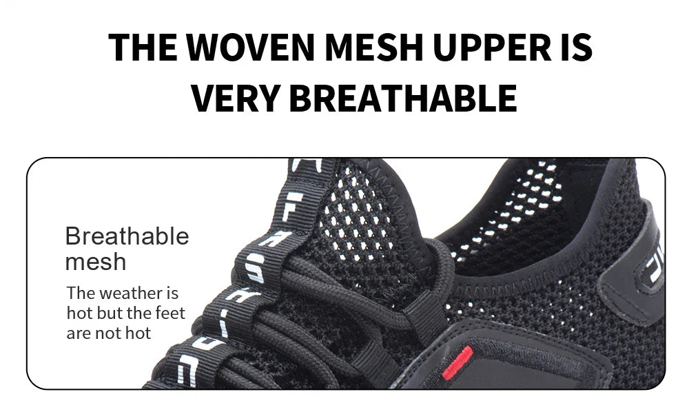 Men's Summer Mesh Safety Shoes Steel Toe Anti- Crush Breathable Lightweight Work Shoes Knitted Upper Kevlar Insertion Proof