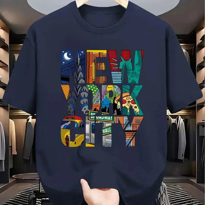 Fashion Men's New Letter Printed T-shirt Summer Breathable Casual Tops Trendy Crew Neck Short Sleeve Street Men's Clothing