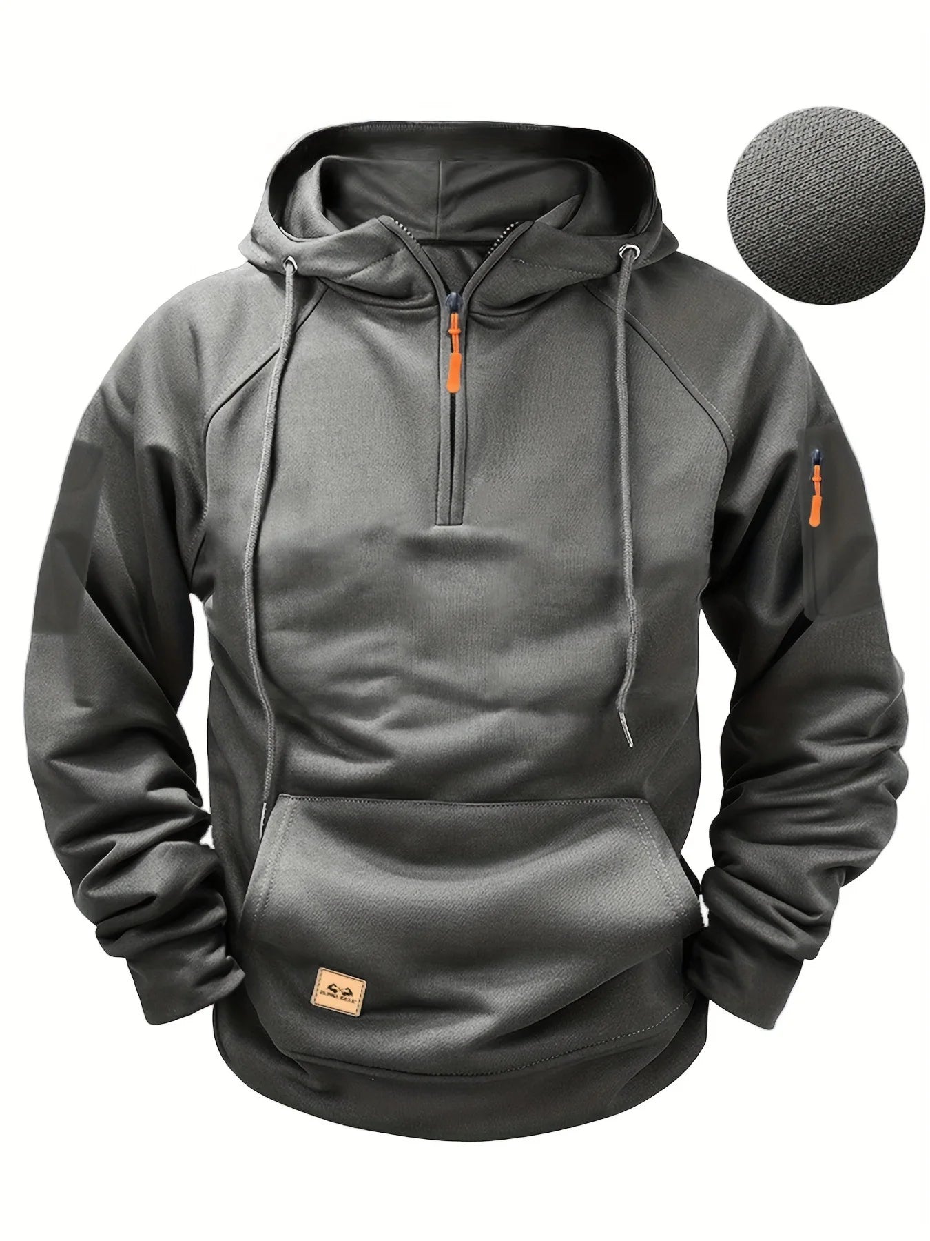Autumn and winter men's casual sports multi zipper arm pocket hoodie pullover hooded sweatshirt sports casual sweatshirt