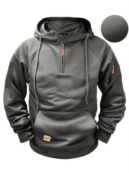 Autumn and winter men's casual sports multi zipper arm pocket hoodie pullover hooded sweatshirt sports casual sweatshirt