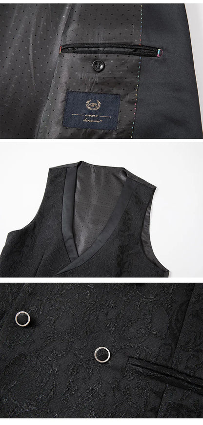 2025 New Large-Sized Jacquard Men's Suit for Wedding Dress, Groom's Suit Set, Host's Performance Costume