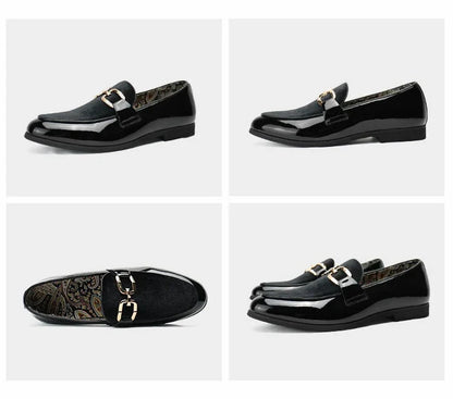 Fashion Man's Leather Shoes Party Wedding Loafers Metal Button Moccasins Men Slip-on Comfortable Driving Popular Club Flats